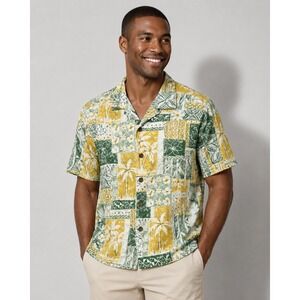 Hawaiian Reserve Collection‎ Mens Aloha Shirt Green Yellow Patchwork Floral XL
